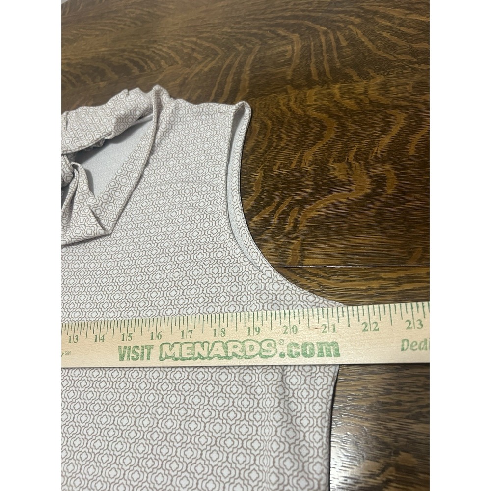 Adrianna Papell Blouse Womens XL White Brown‎ Geometric Tie Neck Sleeveless - Picture 7 of 7